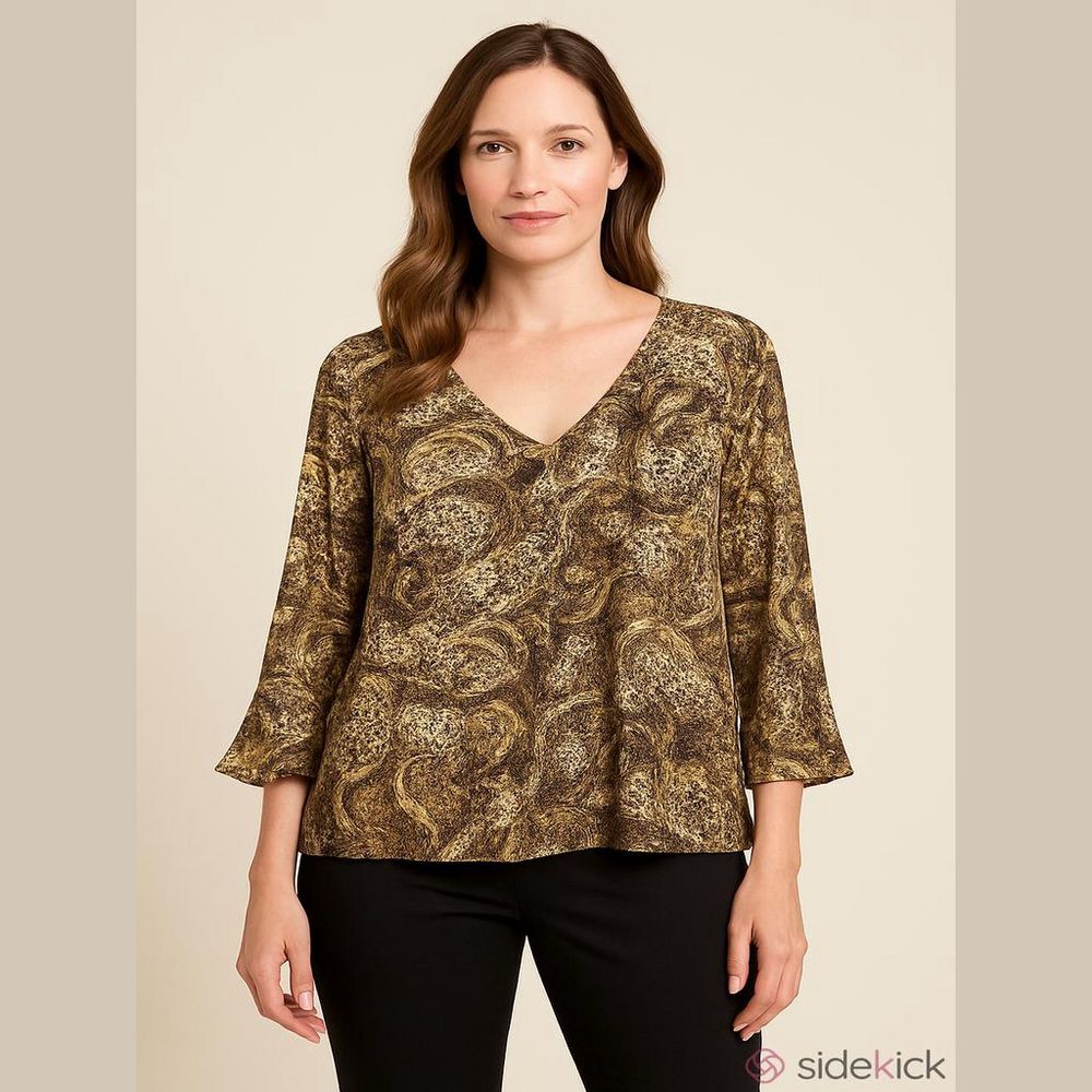 Cato Woman Blouse - Women's L - Animal Print V-Neck